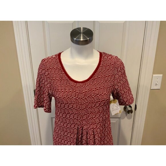 Maeve Anthropologie Red & White Wavy Textured Fit & Flare Dress, Size Small - Picture 2 of 7